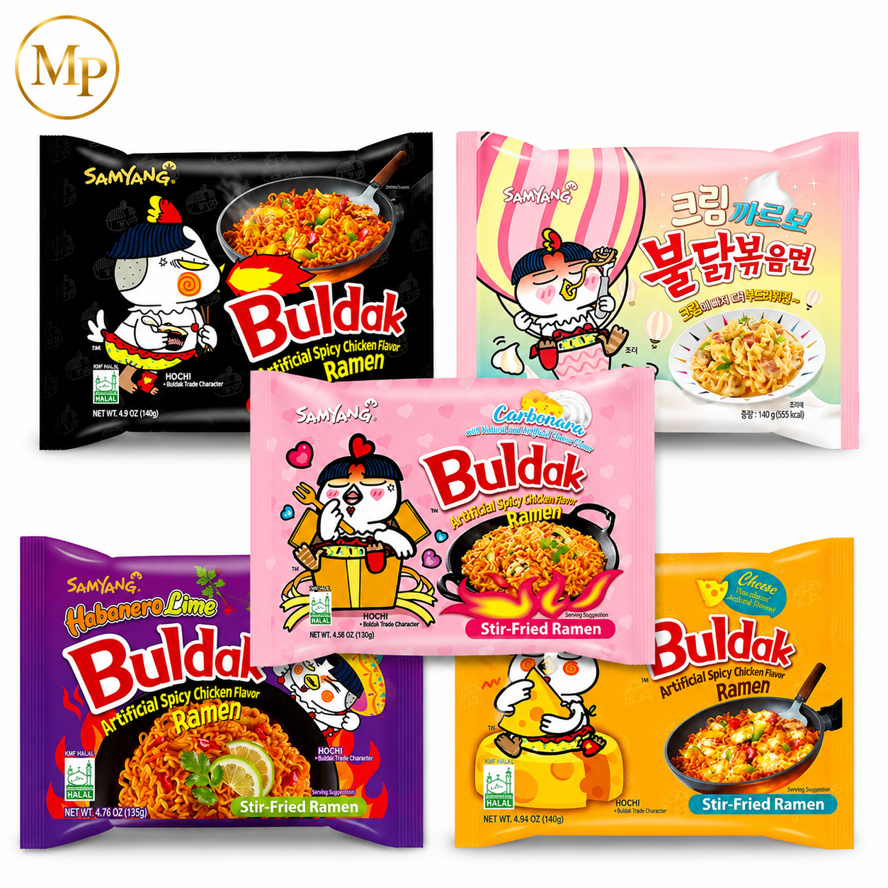 Buldak Noodles Assorted Varieties (5-pk)