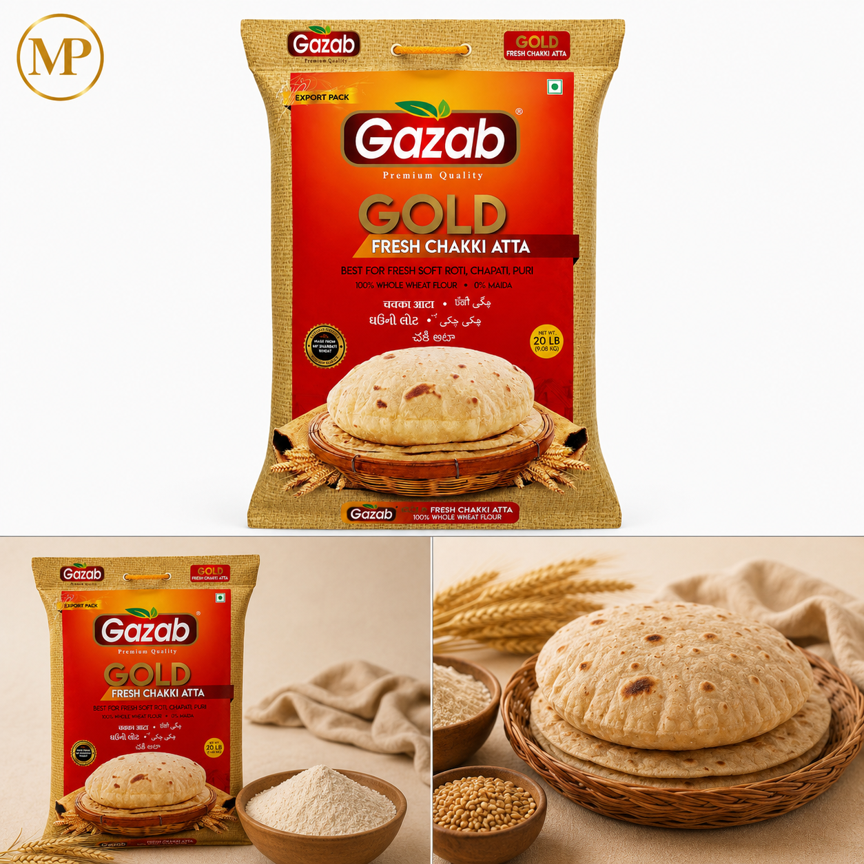 Gazab Gold Fresh Chakki Atta (20-lb)